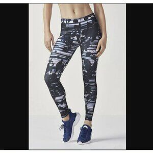 Fabletics Define Mid-Rise Navy Floral/ Leaf Lines Leggings/ Tights - Size XS